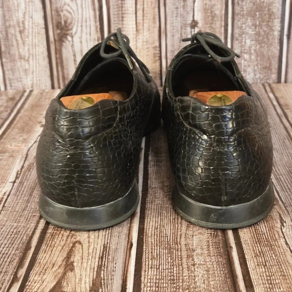 Sz 9 UK/ 10 US Mens Prada‎ Black Crocodile Embossed Leather Derby Lace Up Shoes